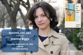 Flyer for Joanna Biggs Reading and Q&amp;amp;amp;amp;A